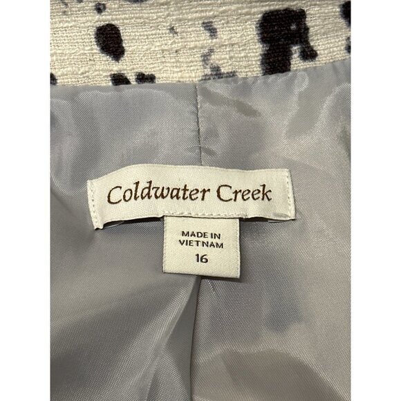 Coldwater Creek Blazer White Linen Cotton Black Pattern Button Front Lined 16 - Picture 8 of 9